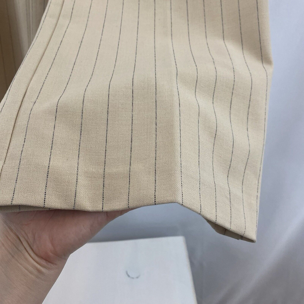 Maison d'Amelie Women's Loose Fit Wide Leg Taupe With Blue Pinstripes Sz 4 Pants - Picture 6 of 12
